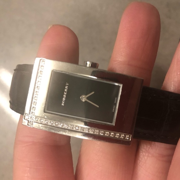 Authentic Burberry Leather Diamonds Watch